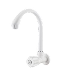 Sink Cock With Long Spout & Flange -White