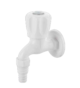 Nozzle (Garden) Bib Cock With Flange-White