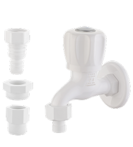 Washing Machine Bib Cock With 4 Adjustments -White