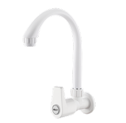 Sink Cock With Long Spout & Flange -White