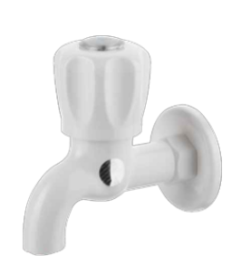 Bib Cock With Flange-White